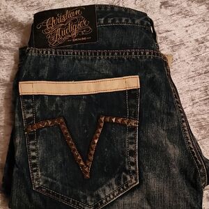 (Rare) Christian Audigier Men's 36 Blue Jeans